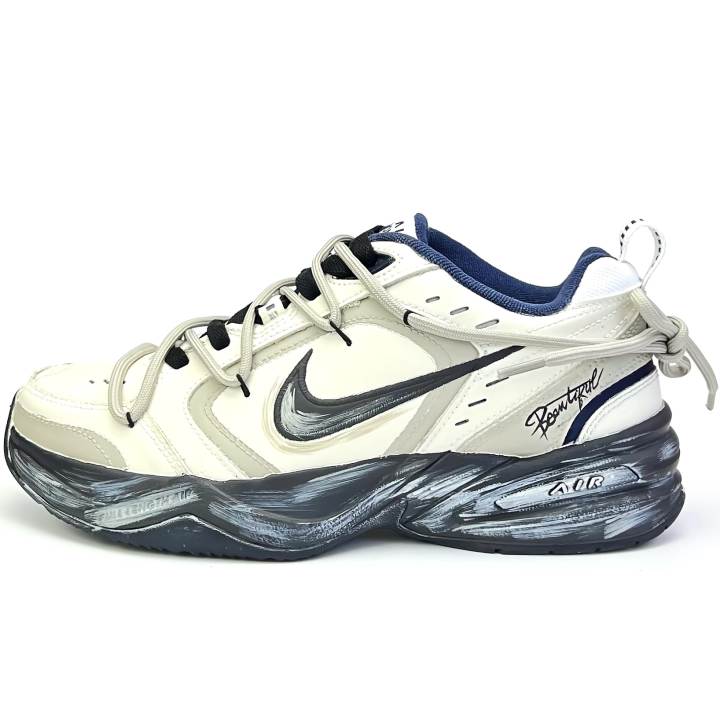 Nike Nike Air Monarch 4 Textile, Leather Cushioning Abrasion Resistant Coverage Low top Chunky Sneakers Unisex Beige Coffee