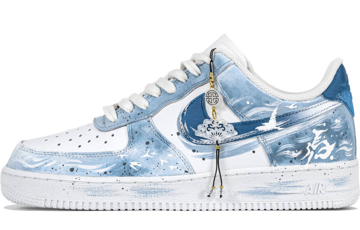 Nike Nike Air Force 1 Gray Plume Horse, Design Feel, Blended, Mysterious Hand Drawn Distressed Abrasion Resistant Low top
