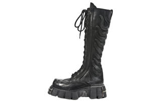 NEW ROCK Knee High Boots Unisex Black