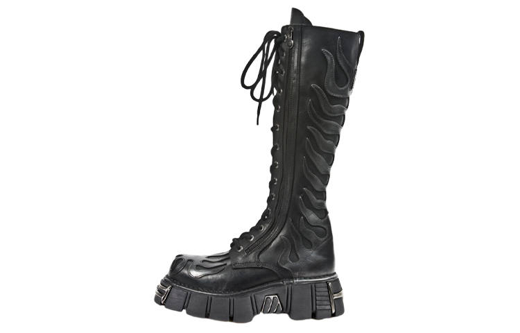 NEW ROCK Knee High Boots Unisex Black