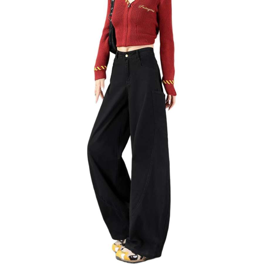 Tonlion Jeans Women's Black Moderate Wide Leg Pants