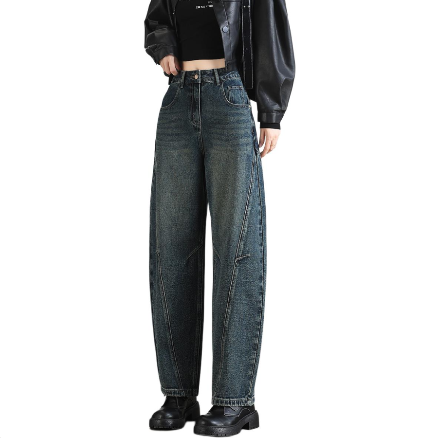 Tonlion Jeans Women's Vintage Blue Moderate Wide Leg Pants