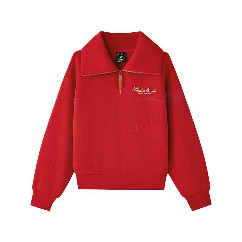 Skechers Sweatshirts Women's Berry Red/03LC Lapel Moderate Regular