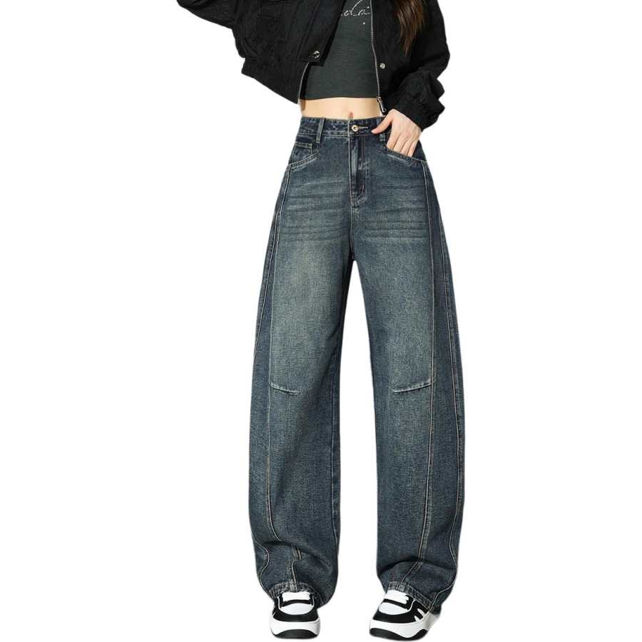 Tonlion Jeans Women's Vintage Blue Moderate Wide Leg Pants