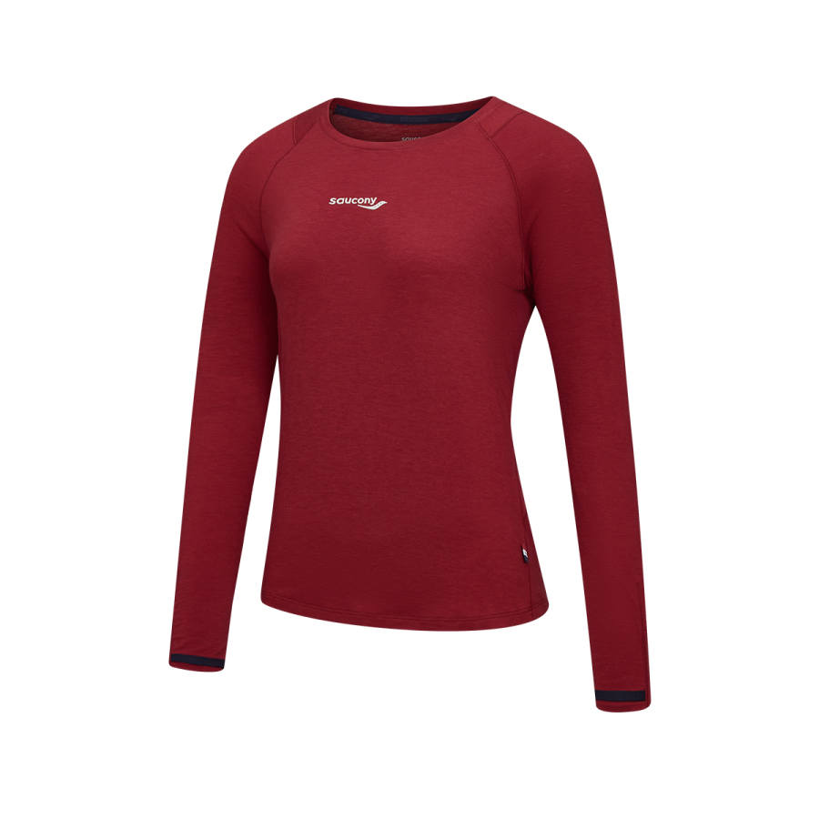 Saucony Knitwear Women's Coffee Red Brown Crew Neck Moderate