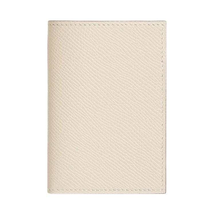 HERMES Epsom Calfskin Card Holder Women's Chalk White & Earth Yellow