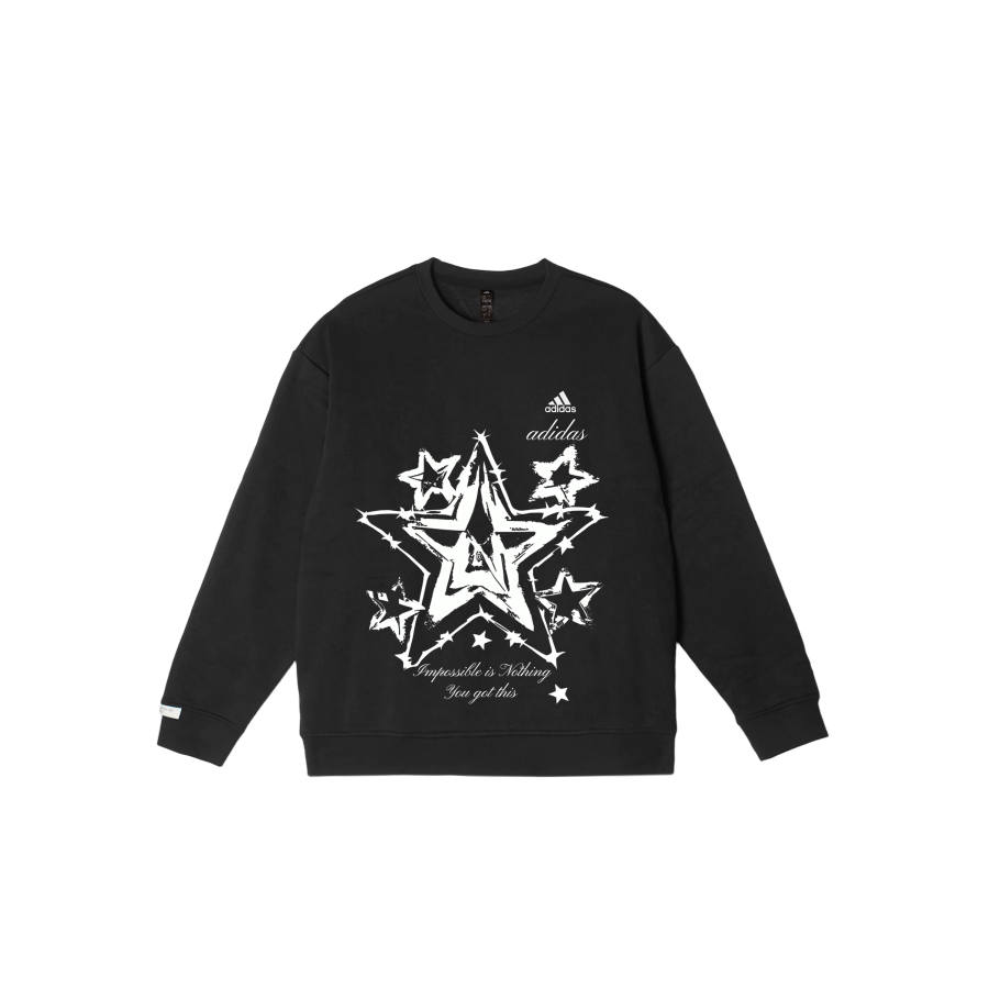 Adidas Adidas LABEL Sweatshirts Unisex Black Crew Neck Moderate