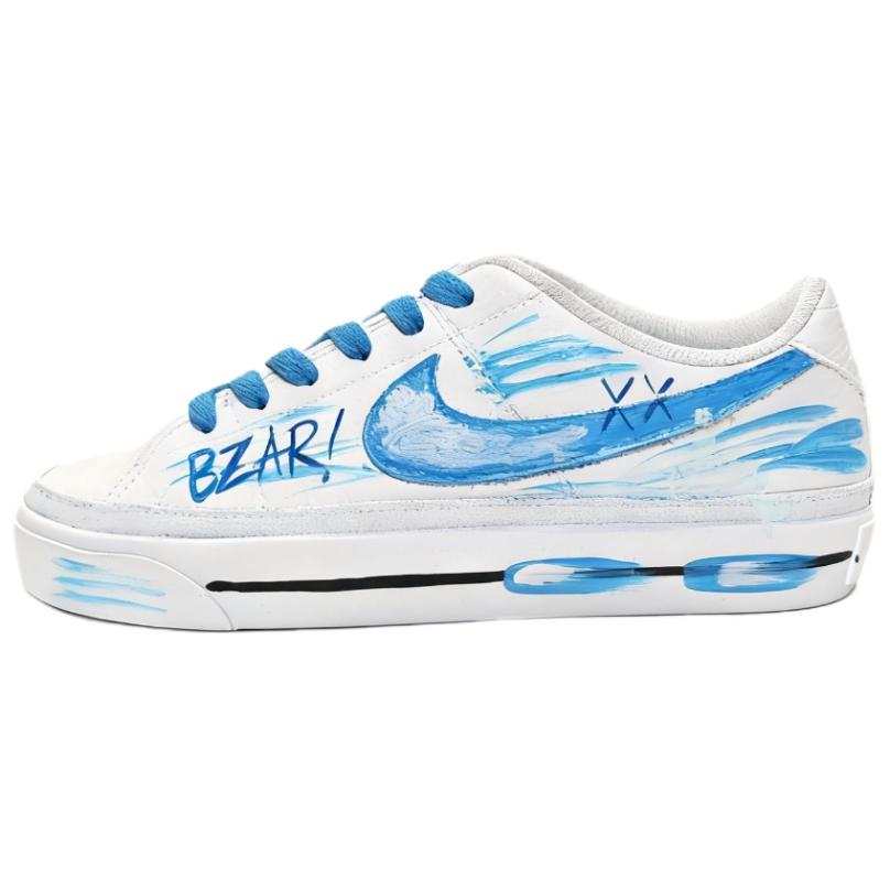Nike Nike Court Legacy Cerulean Flower Cushioning Low top Skateboard Shoes Women's White Blue