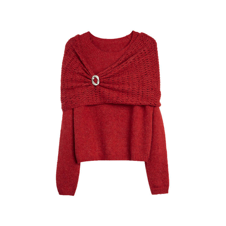ELLE Sweater Women's New Year Battle Robe Zodiac Year Red