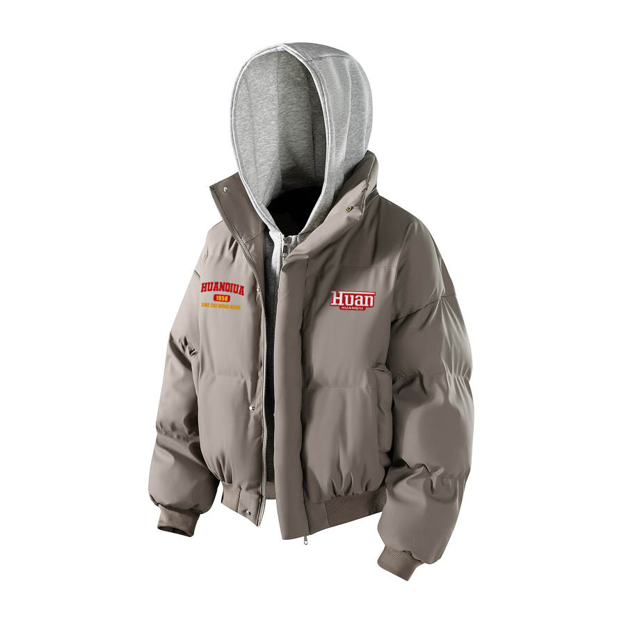 HUANQIU Puffer Jackets Unisex Hooded Thickened Padded Puffer Jacket