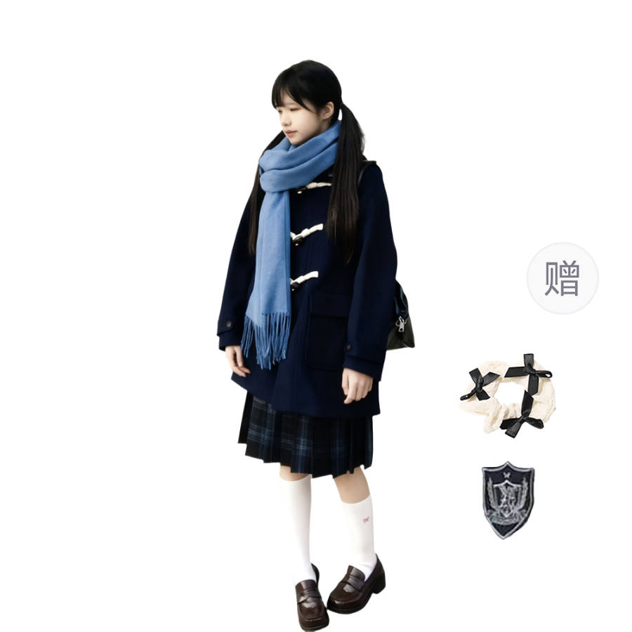 CPAURA Coats Women's Image Color+Badge+Hair Tie Comes With Lapel Thickened Straight Fit