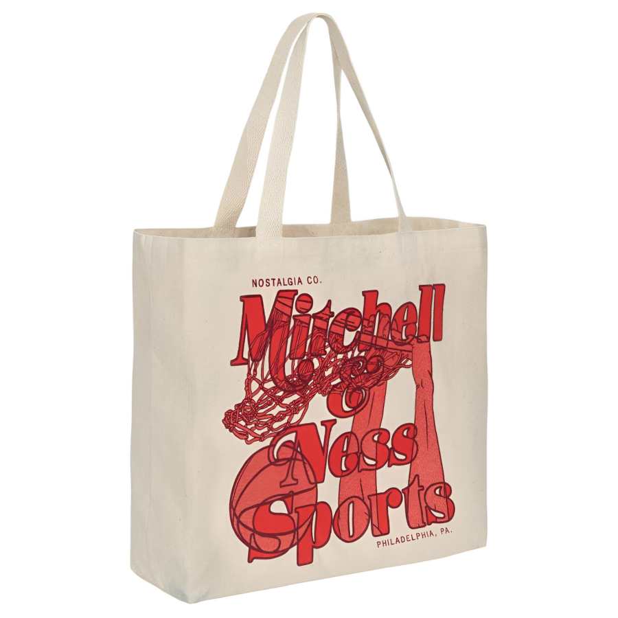 Mitchell Ness Cotton Canvas Bag, Handbag Unisex Ecru