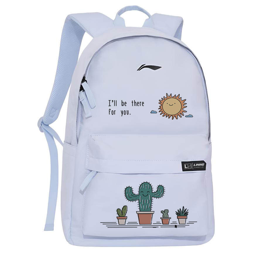 Li-Ning Li Ning Polyester Patterned Print Backpack Regular Unisex Light Frost Blue