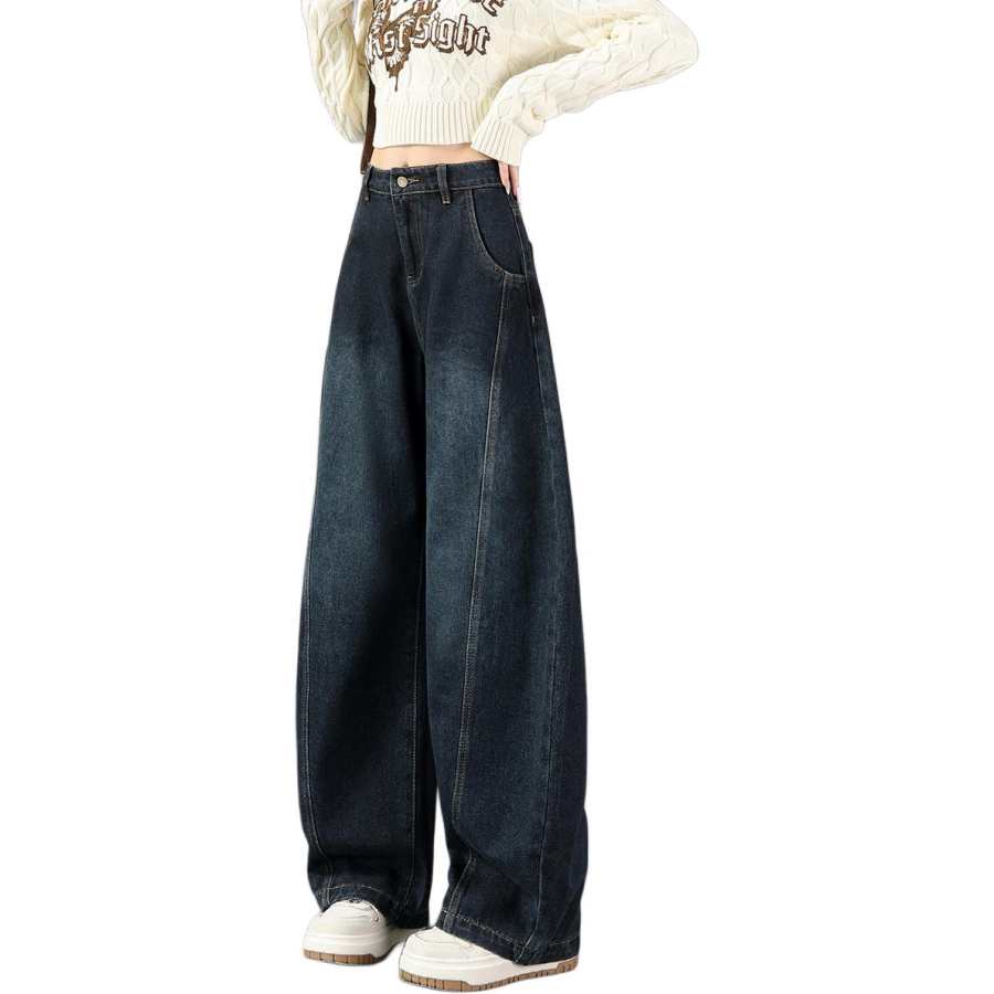 Tonlion Jeans Women's Blue Gray Moderate Wide Leg Pants