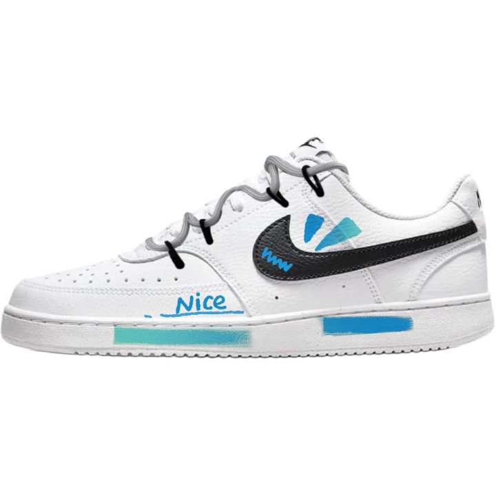 Nike Nike Court Vision 1 White Island Breeze Cow Leather Low top Skateboard Shoes Unisex Blue