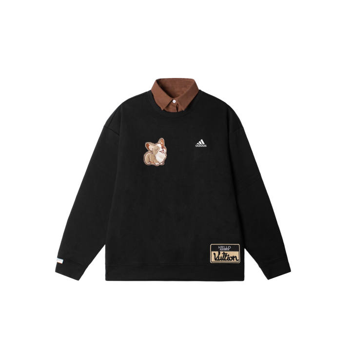 Adidas Adidas LABEL Sweatshirts Unisex Black Lapel Moderate