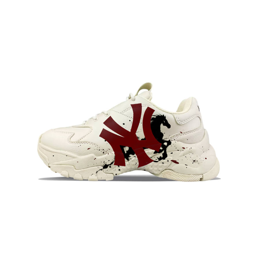 MLB Big Ball Chunky Cushioning Abrasion Resistant Cushioning, Wear Resistant Low top Chunky Sneakers Unisex Beige