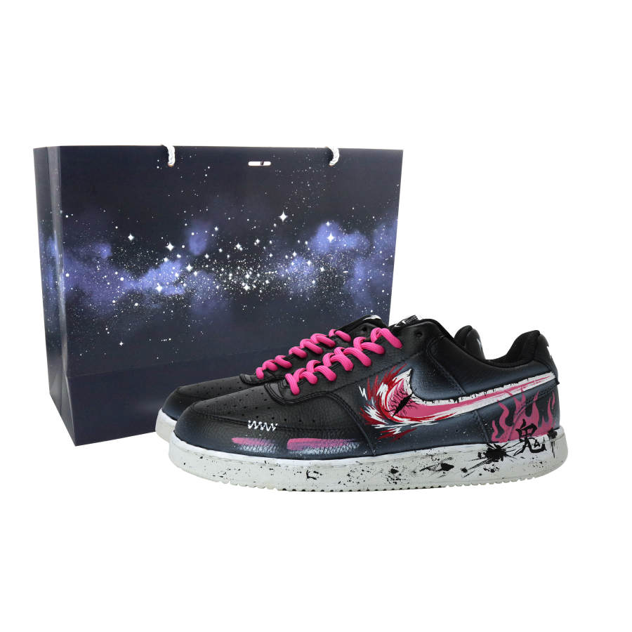 Nike Nike Court Vision 2 Demon Slayer Leather Coverage Abrasion Resistant Low top Skateboard Shoes Men's Fire Red