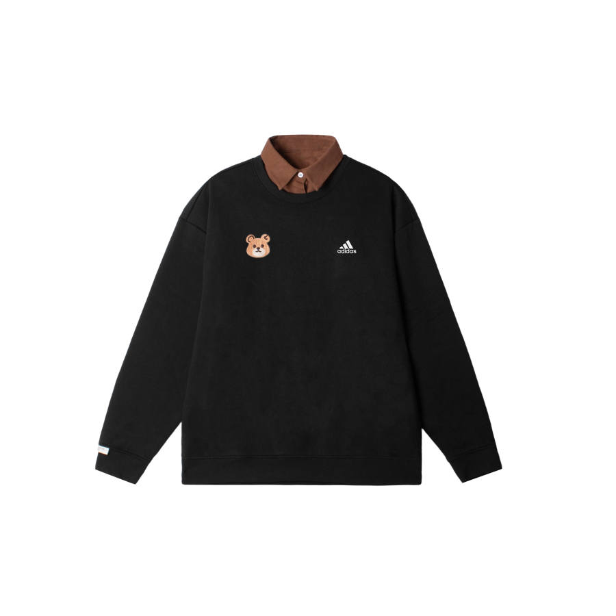 Adidas Adidas LABEL Sweatshirts Unisex Black Lapel Moderate