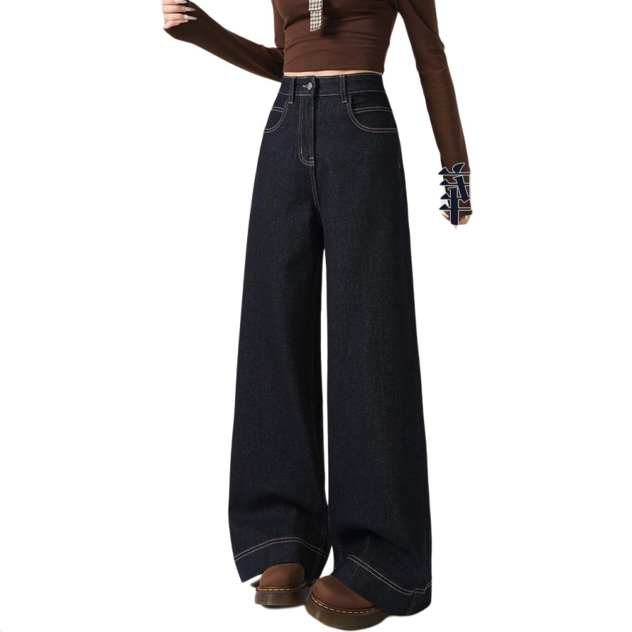 BALENO Jeans Women's Thickened And Fleece Lined Wide Leg Pants