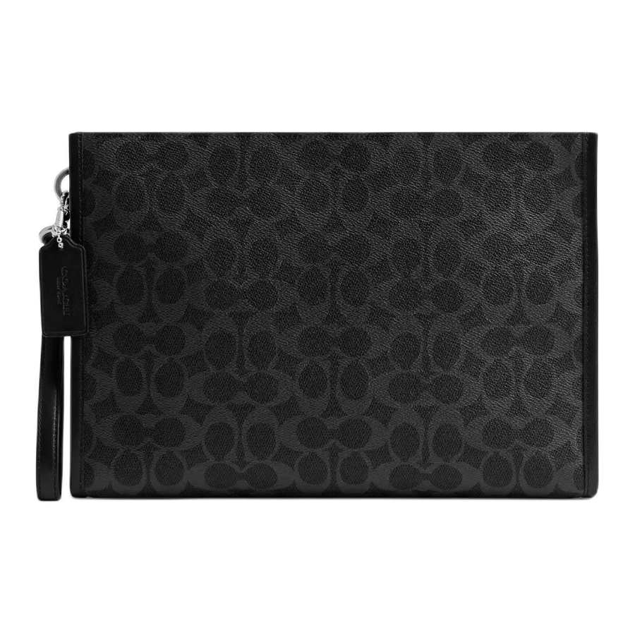 COACH Coated Canvas With Calfskin Clutch Large Men's Black