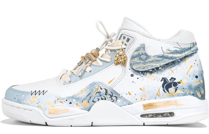 Nike Nike Flight Legacy Echoes Of Snowfall, Chinese Style Infusion, Gold Foil Distressed, Design Aesthetic Synthetic Leather