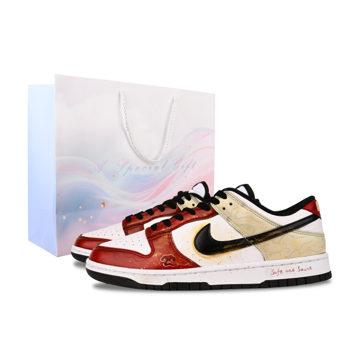 Nike Nike Dunk Crimson Glow Gilded Abrasion Resistant Abrasion Resistant Low top Skateboard Shoes Men's Burgundy
