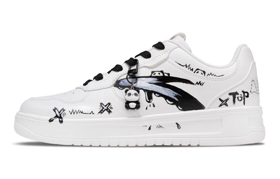 Anta Easy Cloud Ink Panda, Graffiti, Hand Drawn Waterproof Cushioning Balance Low top Skateboard Shoes Unisex