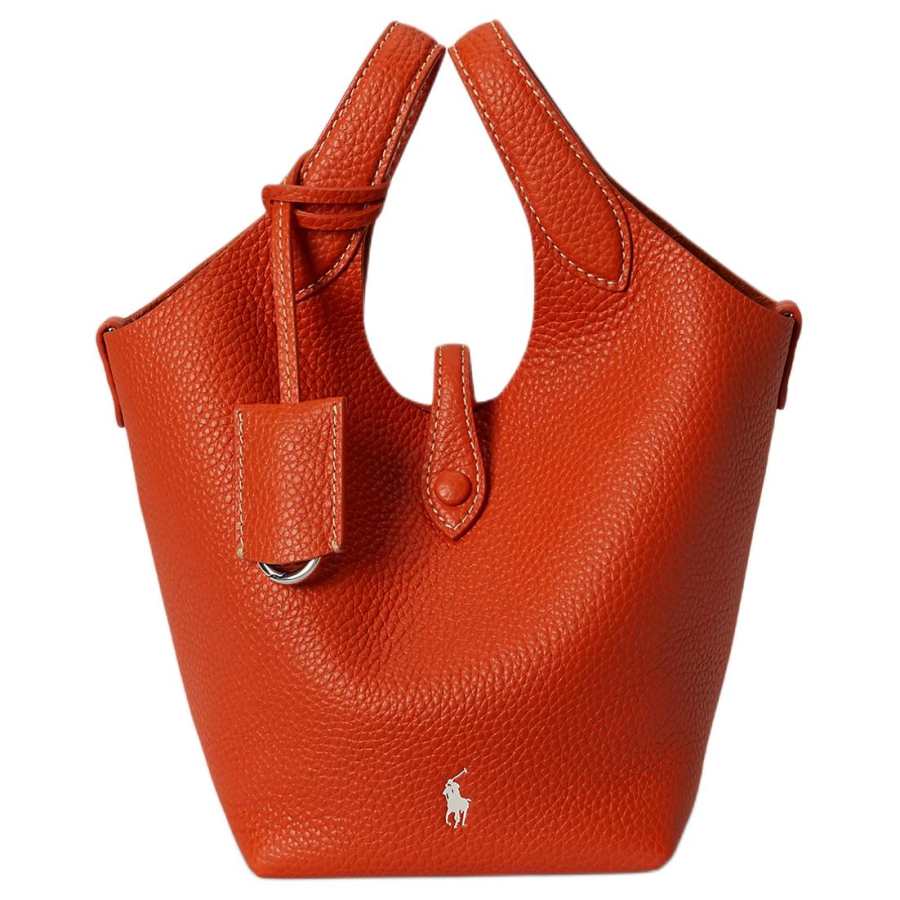 Polo Ralph Lauren Polo Play Grain Leather Handbag Small Women's Sunset Orange