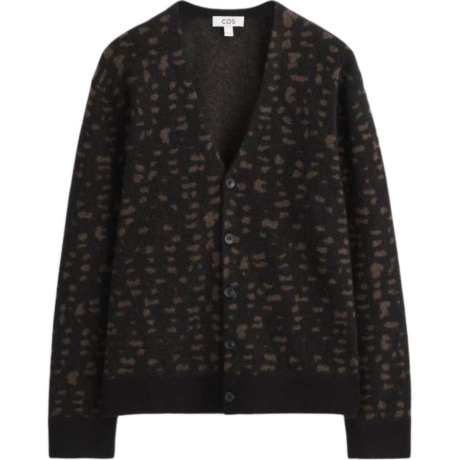 COS Knitwear Men's Brown V Neck Moderate Cardigan
