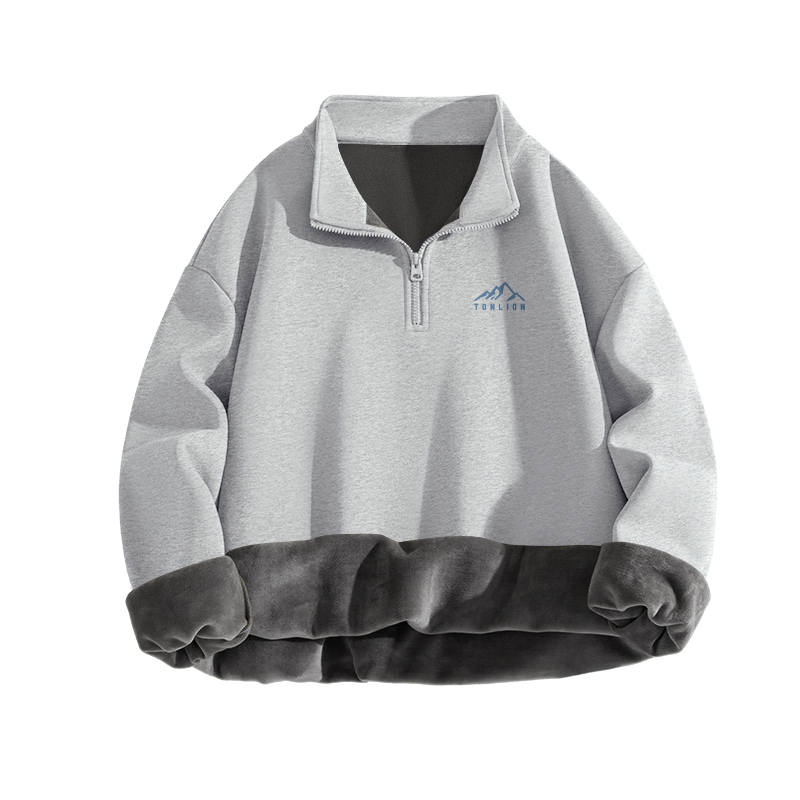 Tonlion Sweatshirts Unisex Stand Collar Moderate Regular