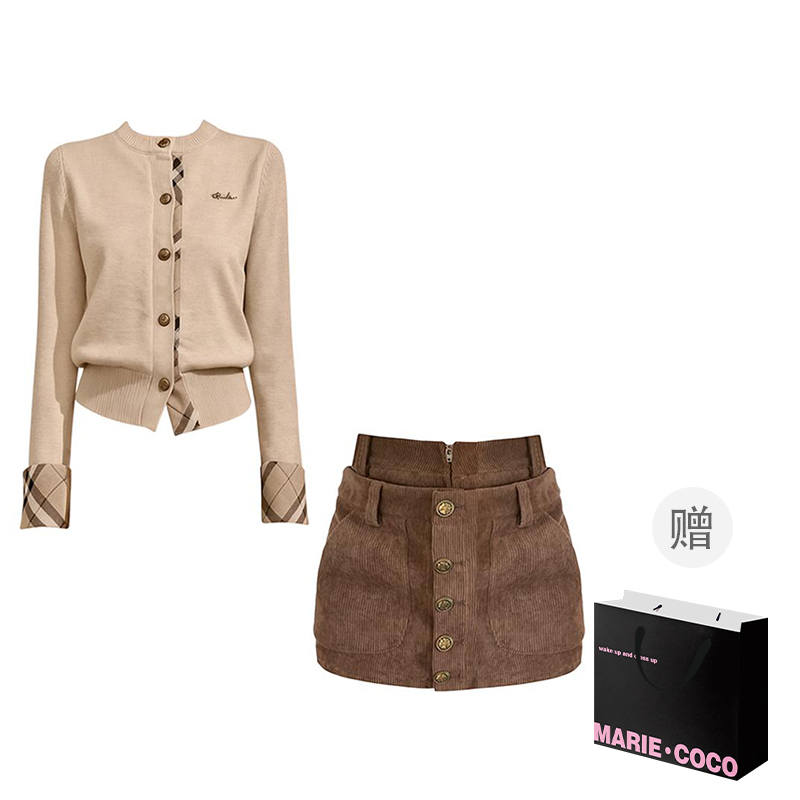 MARIE·COCO Two Piece Skirt Sets Women's Crew Neck Moderate Short