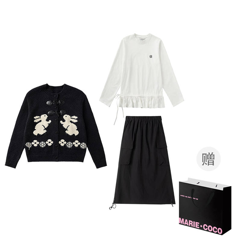 MARIE·COCO Two Piece Skirt Sets Women's Crew Neck Moderate Mid Length