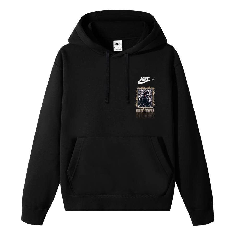 Nike Nike Sportswear Club Fleece Lined Fleece Thorn Toxic Fang Thermal Pullover Hooded Sports Sweatshirt Unisex Black