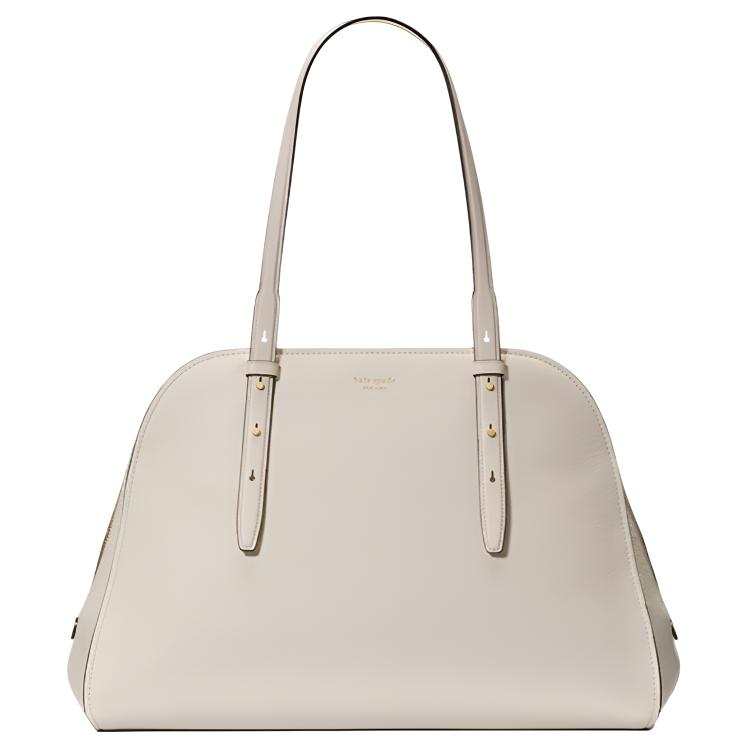 Kate Spade Litchi Grain Cow Leather Shoulder Bag Unisex Cashews Milk White