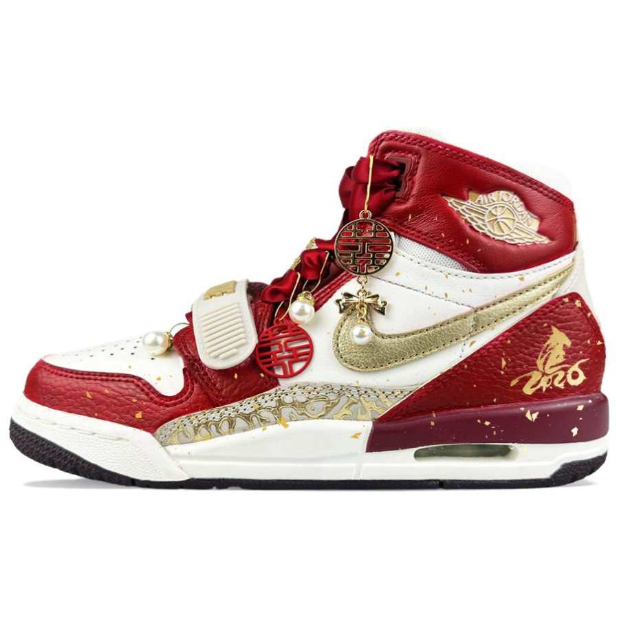 Jordan Jordan Legacy 312 Abrasion Resistant High top Basketball Shoes Unisex Ecru Gold