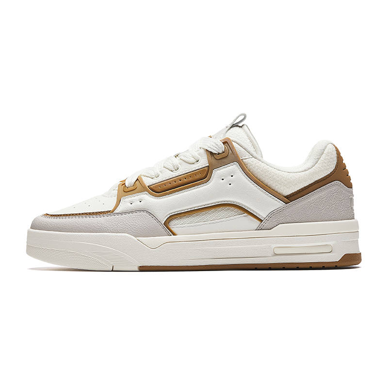 Anta Abrasion Resistant Skateboard Shoes Men's Ivory White/Light Tea Brown/Shade 1 Gray
