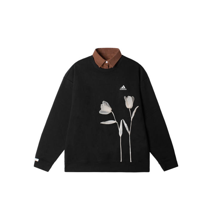 Adidas Adidas LABEL Sweatshirts Unisex Black Lapel Moderate