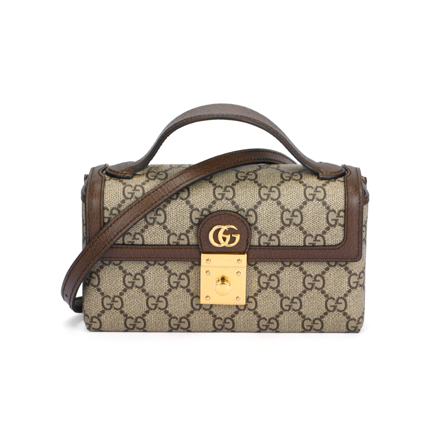GUCCI Ophidia Canvas With Leather One Shoulder Handbag Mini Women's Beige & Ebony