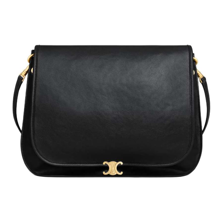 CELINE TriompheBesace Sheepskin Shoulder Bag Women's Black