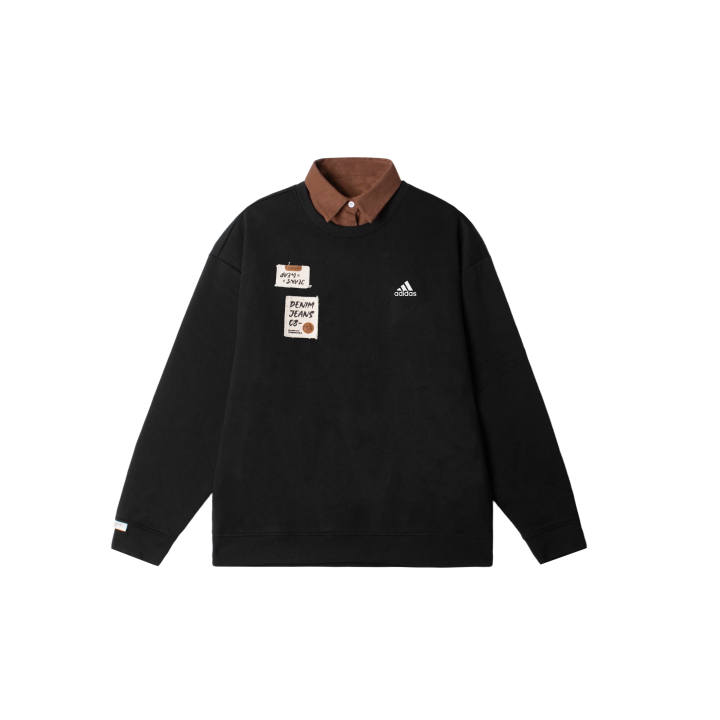 Adidas Adidas LABEL Sweatshirts Unisex Black Lapel Moderate