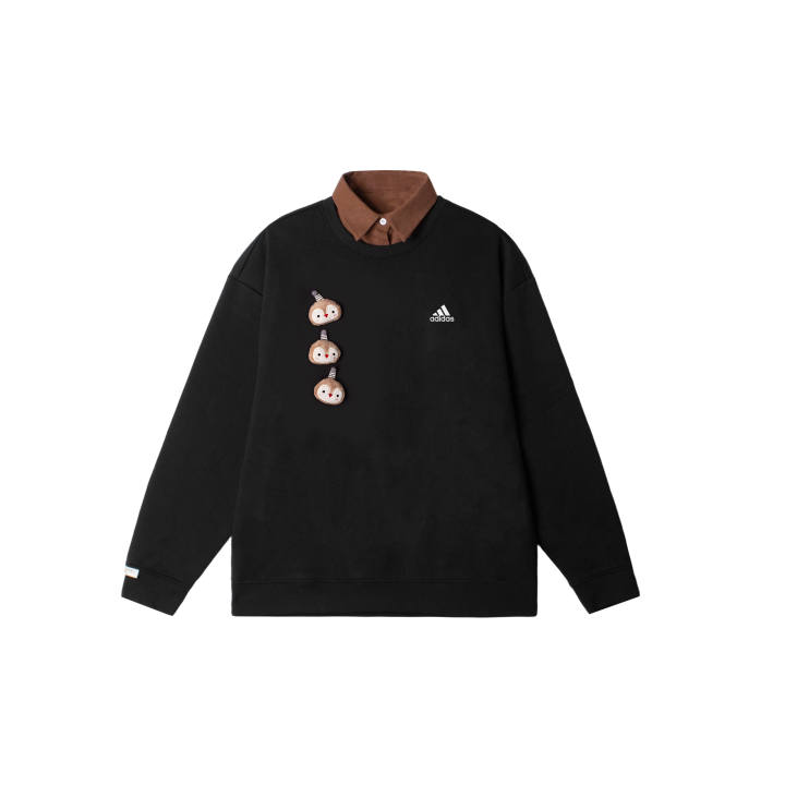 Adidas Adidas LABEL Sweatshirts Unisex Black Polo Collar Moderate