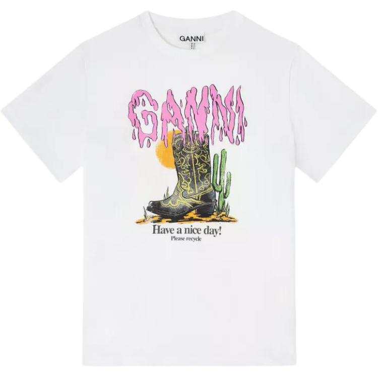 Ganni Western Boot Printed T-Shirt