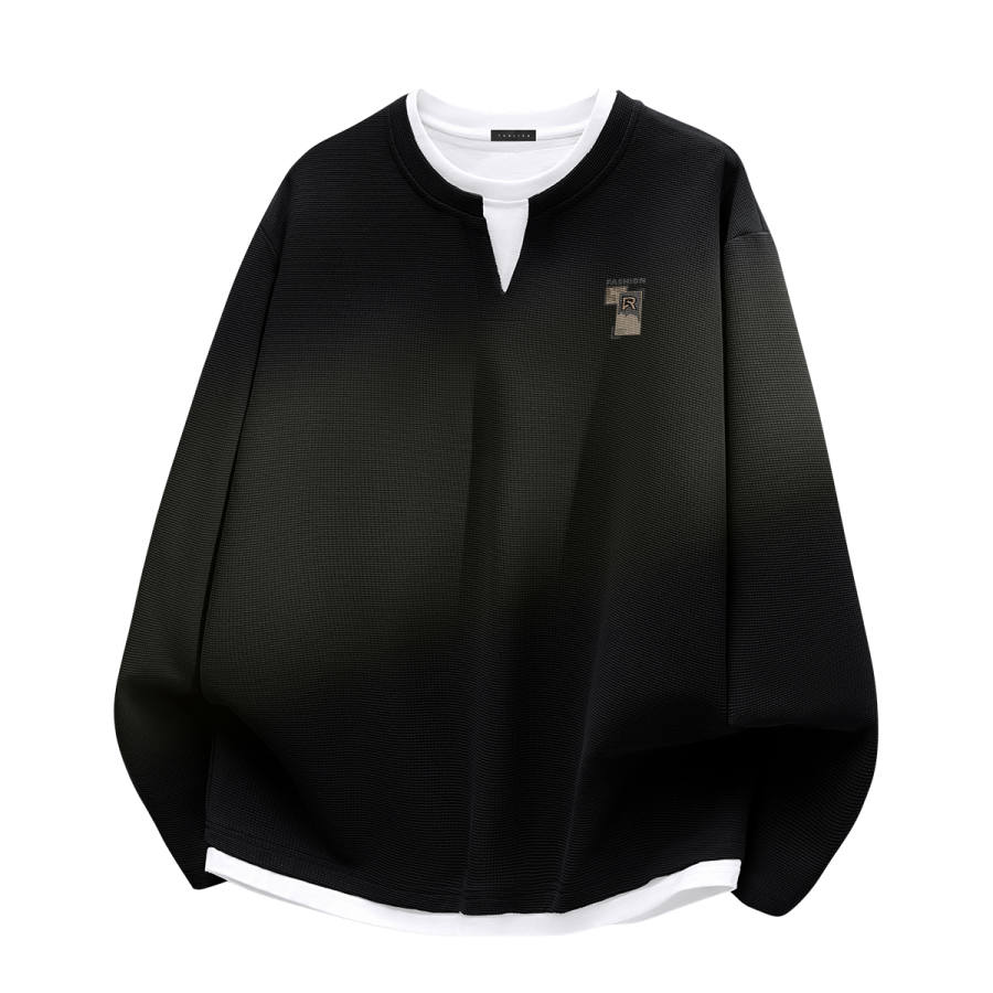 Tonlion T Shirts Unisex Crew Neck Moderate Mock Two Piece