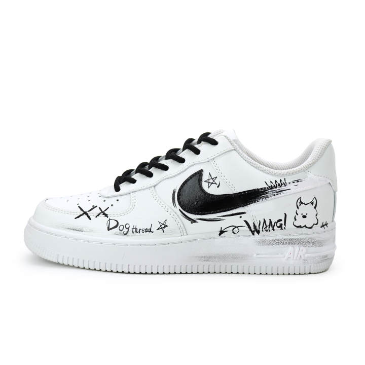Nike Nike Air Force 1 Puppy's Thoughts Leather Coverage Abrasion Resistant Support Low top Skateboard Shoes Unisex White