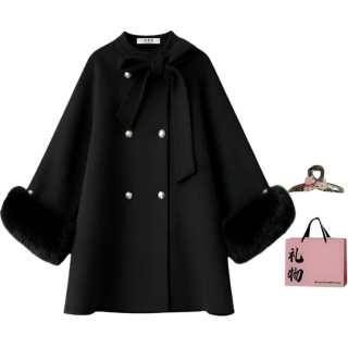 BAIDAIFEI Coats Women's Black, Comes With Claw Clip ➕ Exclusive Shopping Bag Moderate