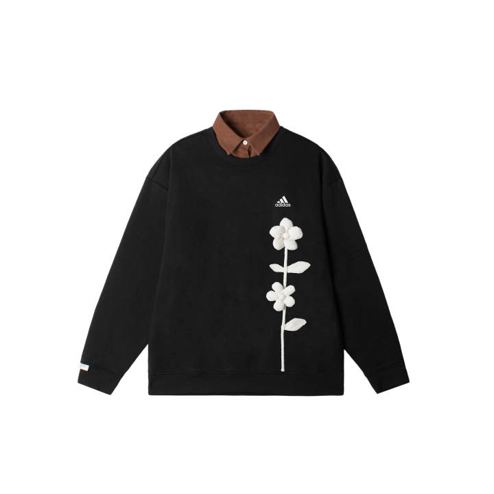Adidas Adidas LABEL Sweatshirts Unisex Black Lapel Thickened Regular