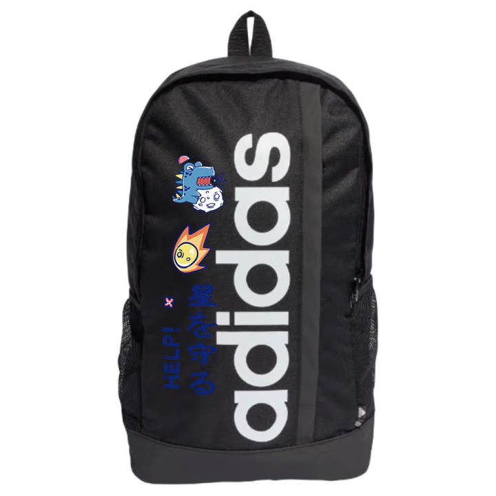 Adidas Adidas Fabric White Ink Print Backpack Unisex Black