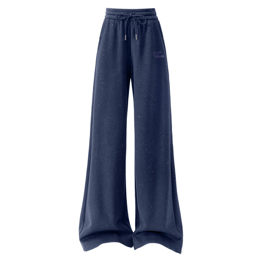 Tonlion Casual Pants Women's Thickened And Fleece Lined Wide Leg Pants