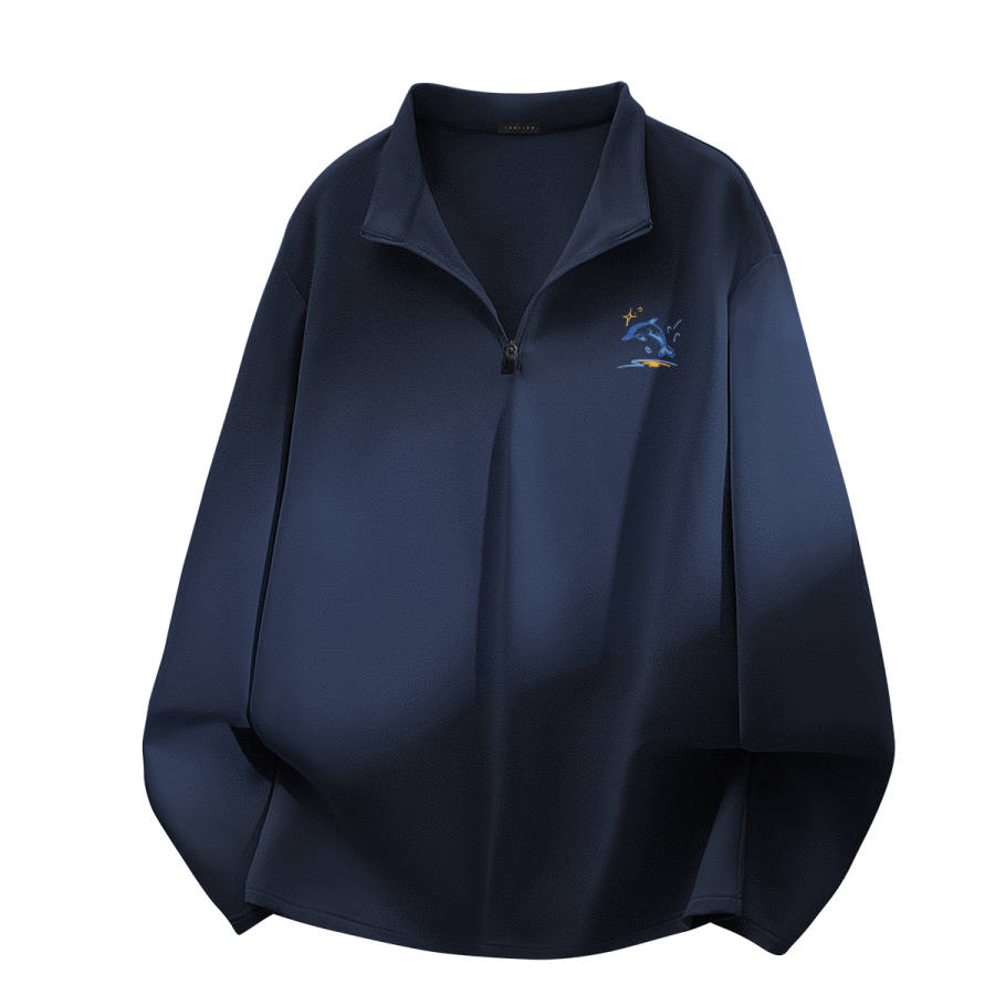 Tonlion T Shirts Unisex Stand Collar Thickened And Fleece Lined Straight Fit